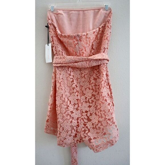 Line & Dot LR6201B Women's Sz Small Pink Floral Lace Sleeveless Lined Romper - Picture 2 of 12